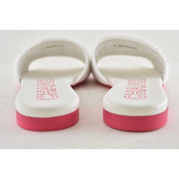 Chanel 24C White Fuchsia Pink CC Logo Fabric Knit Mule Slide Slip On Sandal 39 - Picture 14 of 15